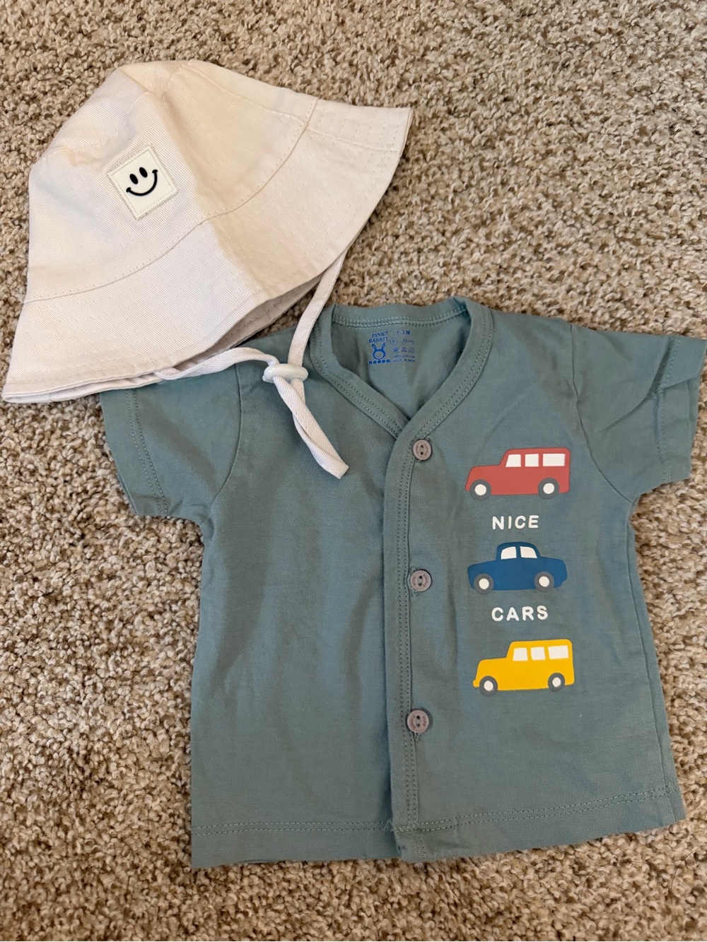 Kids Tee with Colorful Car Prints - Blue/Green